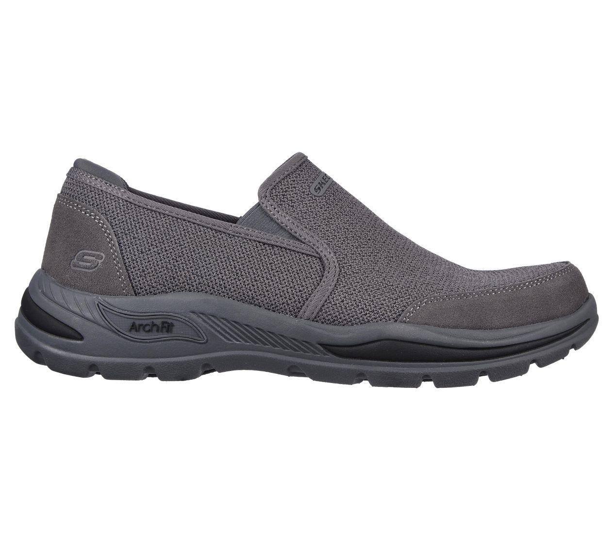 Mens Skechers Arch Fit Motley - Ratel Charcoal Slip On Shoes
