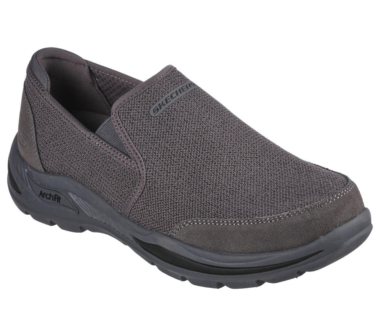 Mens Skechers Arch Fit Motley - Ratel Charcoal Slip On Shoes