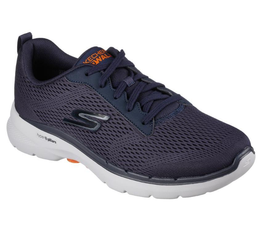 Mens Skechers Go Walk 6 - Avalo Navy Lace Up Shoes