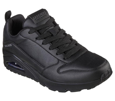 Mens Skechers Uno - Hideaway Black/Black Lace Up Shoes
