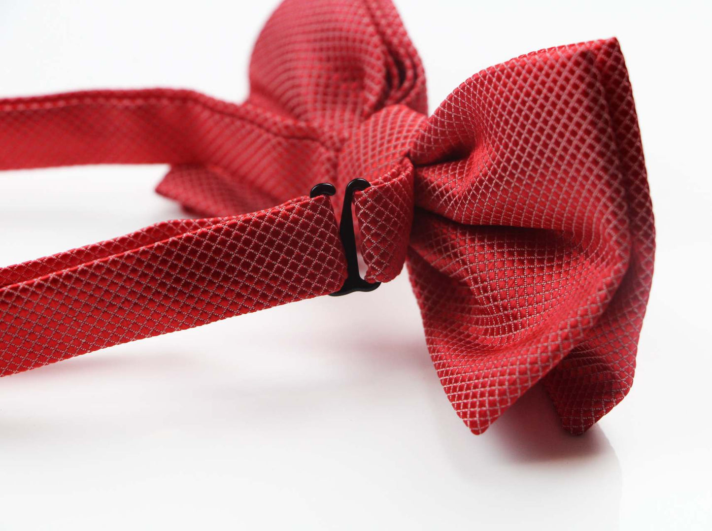 Mens Watermelon Red Plain Coloured Checkered Bow Tie