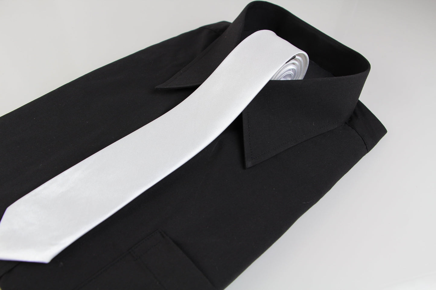 Mens White 5cm Skinny Plain Neck Tie