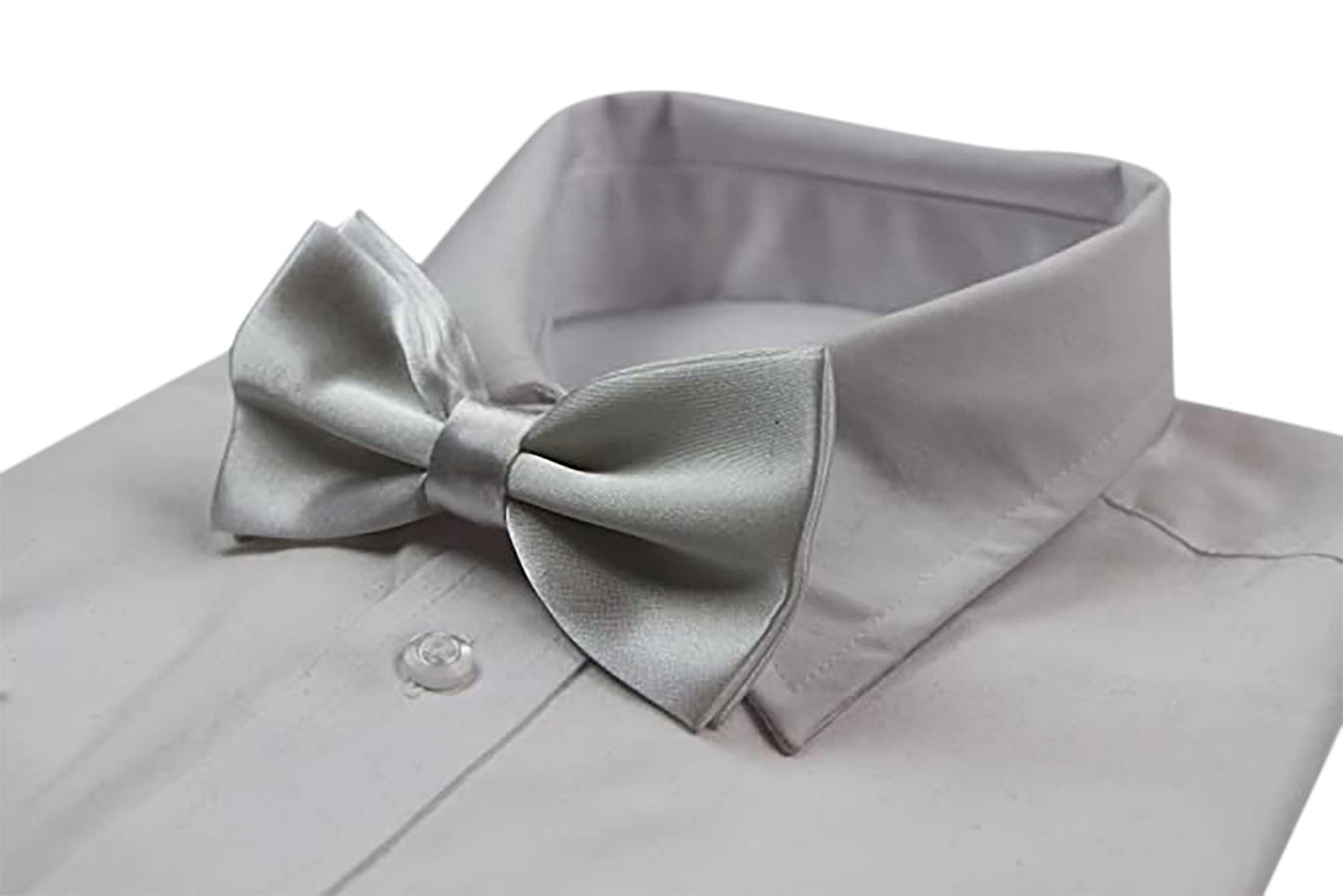 Mens White Solid Plain Colour Bow Tie