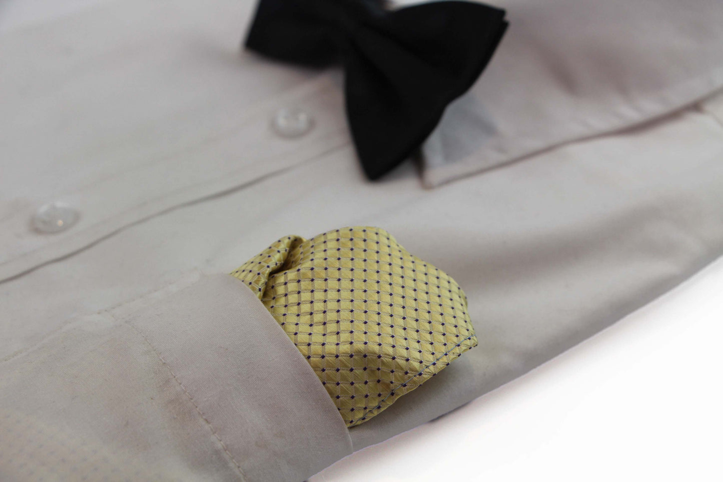 Mens Yellow & Black Checkered Silk Pocket Square