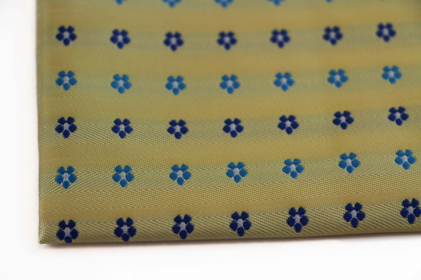 Mens Yellow & Blue Flower Silk Pocket Square