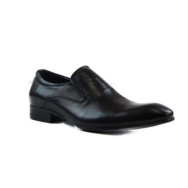 Mens Zasel Blazer Black Leather Slip On Shoes