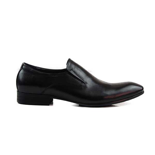Mens Zasel Blazer Black Leather Slip On Shoes