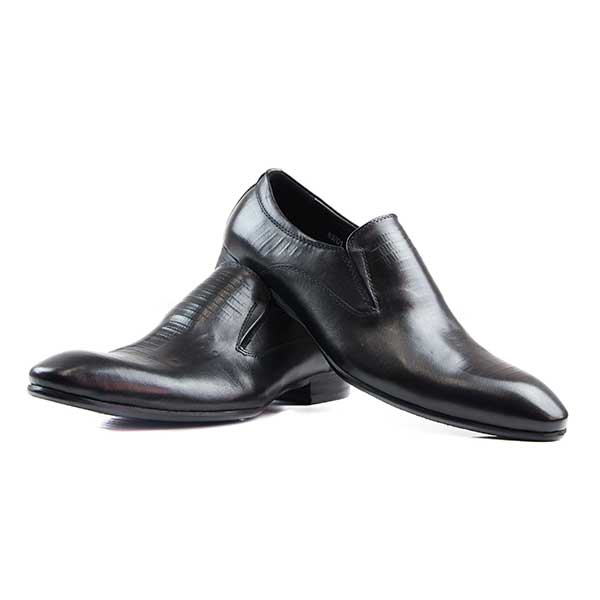 Mens Zasel Blazer Black Leather Slip On Shoes