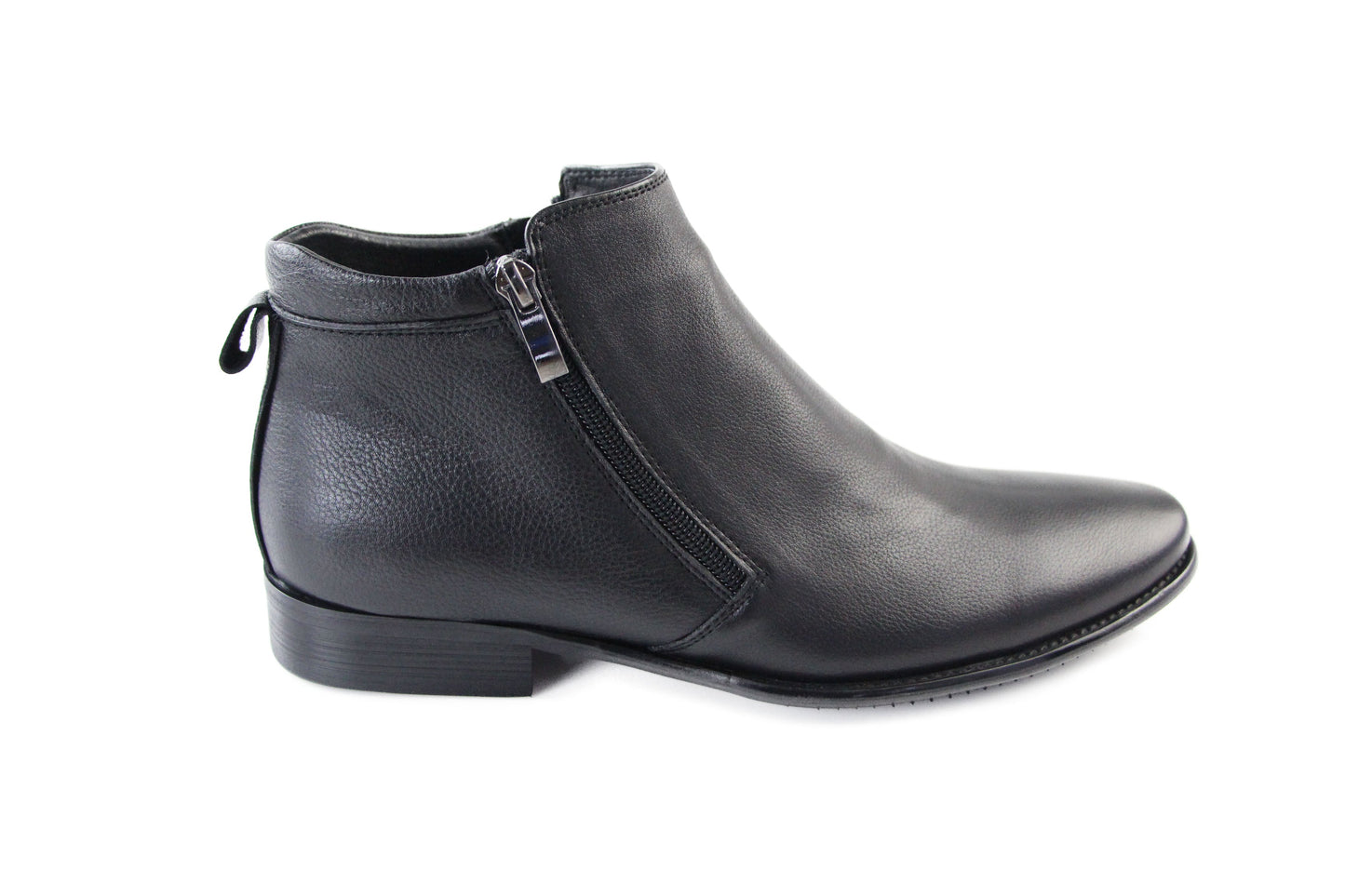 Mens Zasel Jackson Black Leather Zip Boots