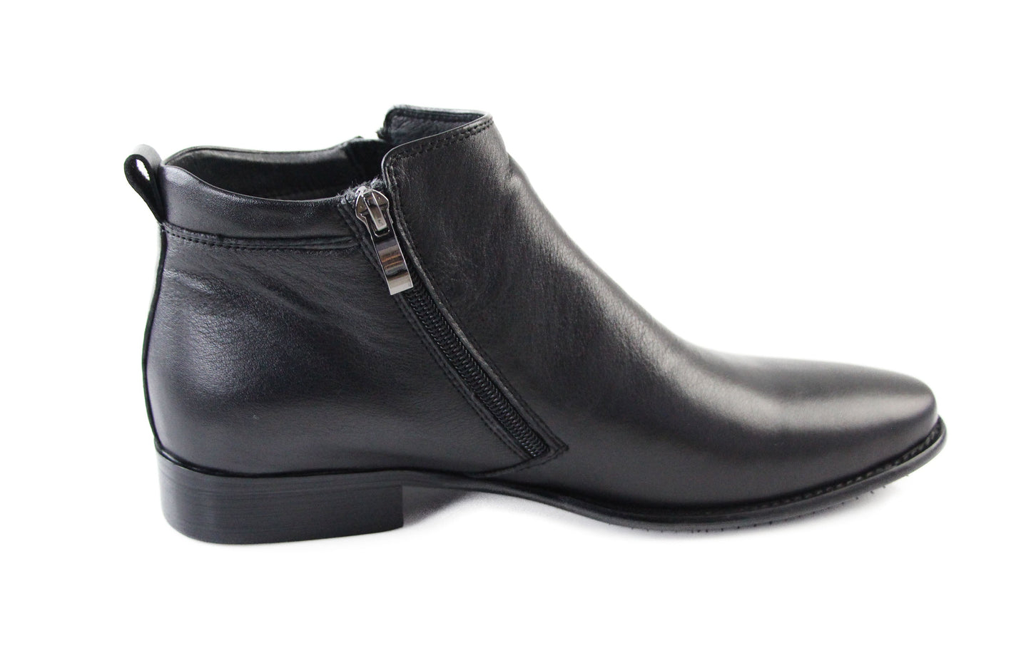Mens Zasel Jackson Black Leather Zip Boots