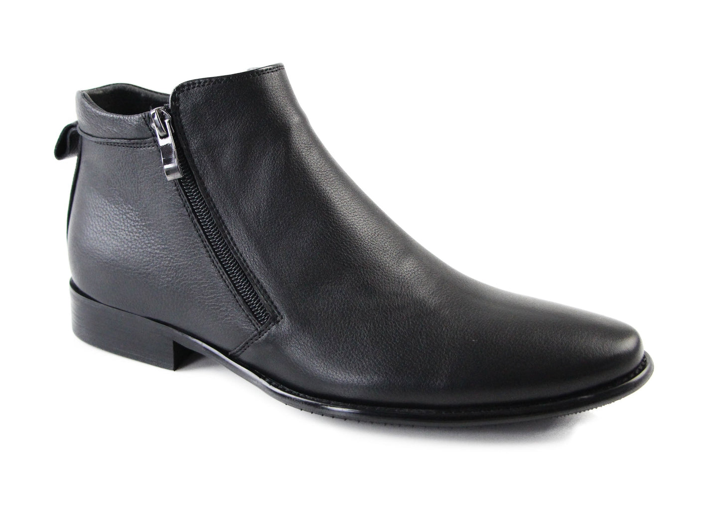 Mens Zasel Jackson Black Leather Zip Boots