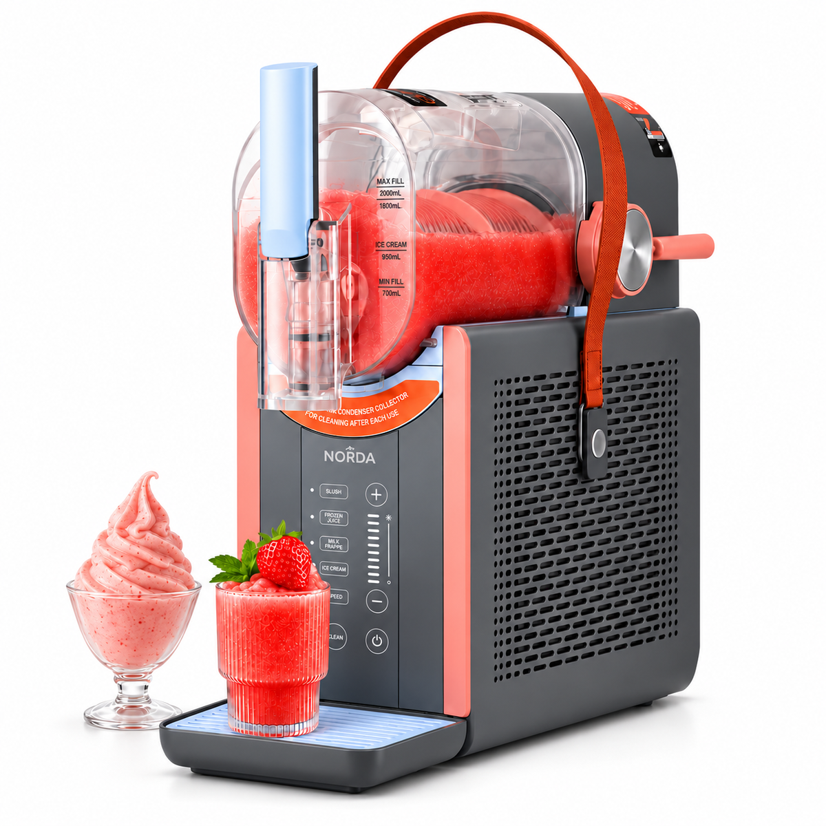 NORDA 2L Slushie Machine Frozen Drink Maker Ice Cream Maker Countertop Grey