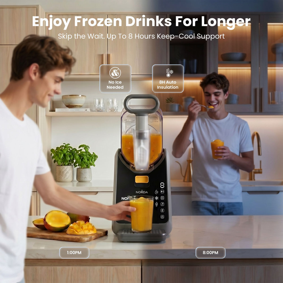 NORDA 2L Slushie Machine Frozen Drink Maker Slushy Ice Cream Maker No Ice Compressor Touchscreen for Home BBQ Party
