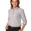 New Ladies Womens 3/4 Sleeve Fine Stripe Shirt Collar Silver Grey Business New