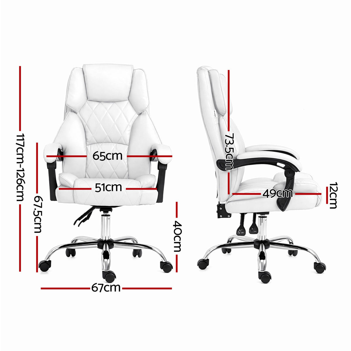 Artiss Executive Office Chair Leather Recliner White