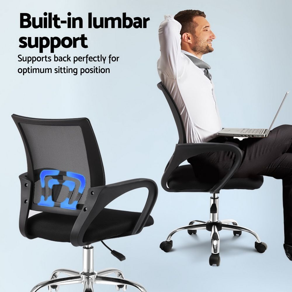 Artiss Mesh Office Chair Mid Back Black