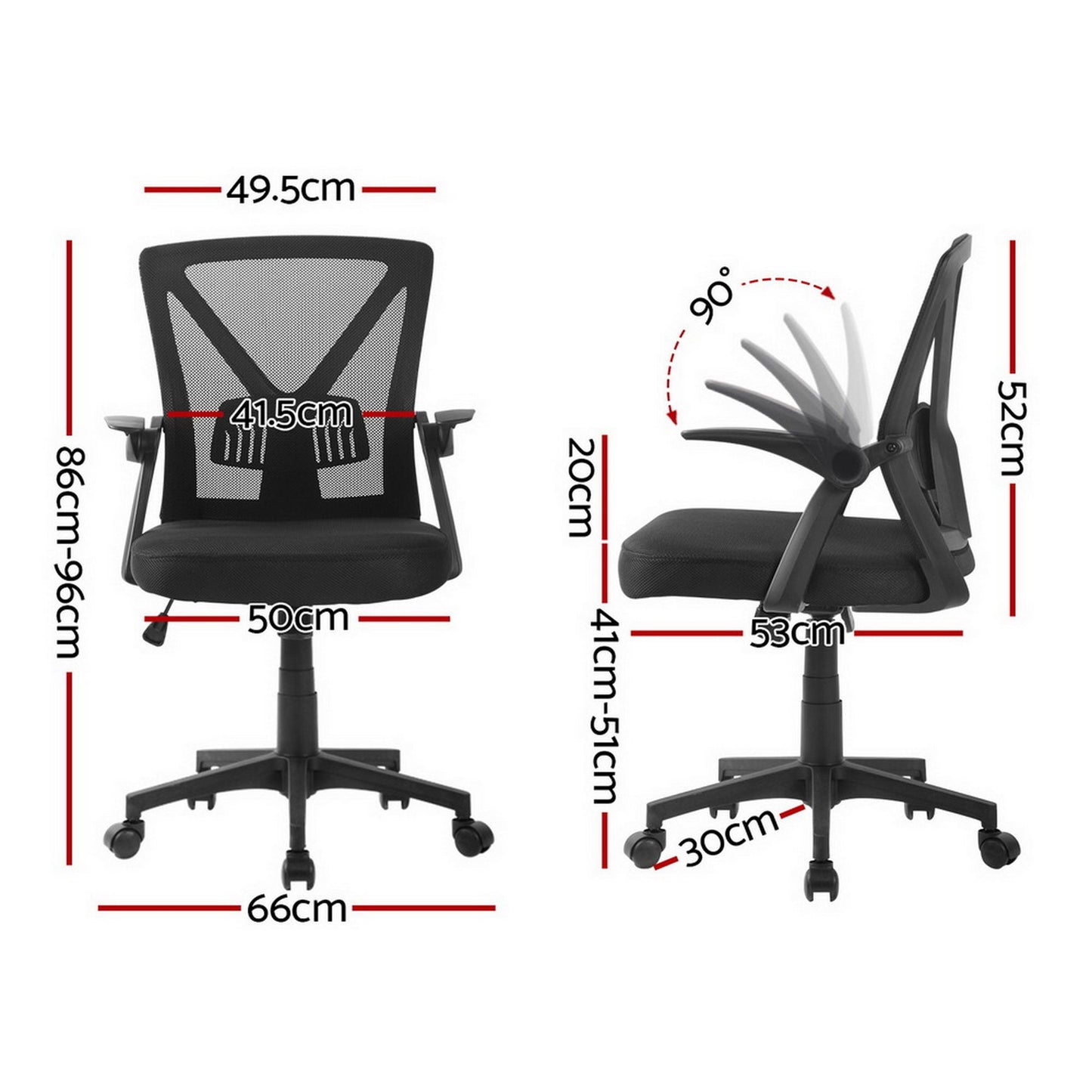 Artiss Mesh Office Chair Mid Back Black