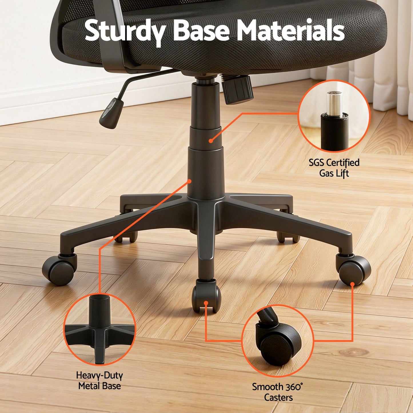 Artiss Mesh Office Chair Mid Back Black