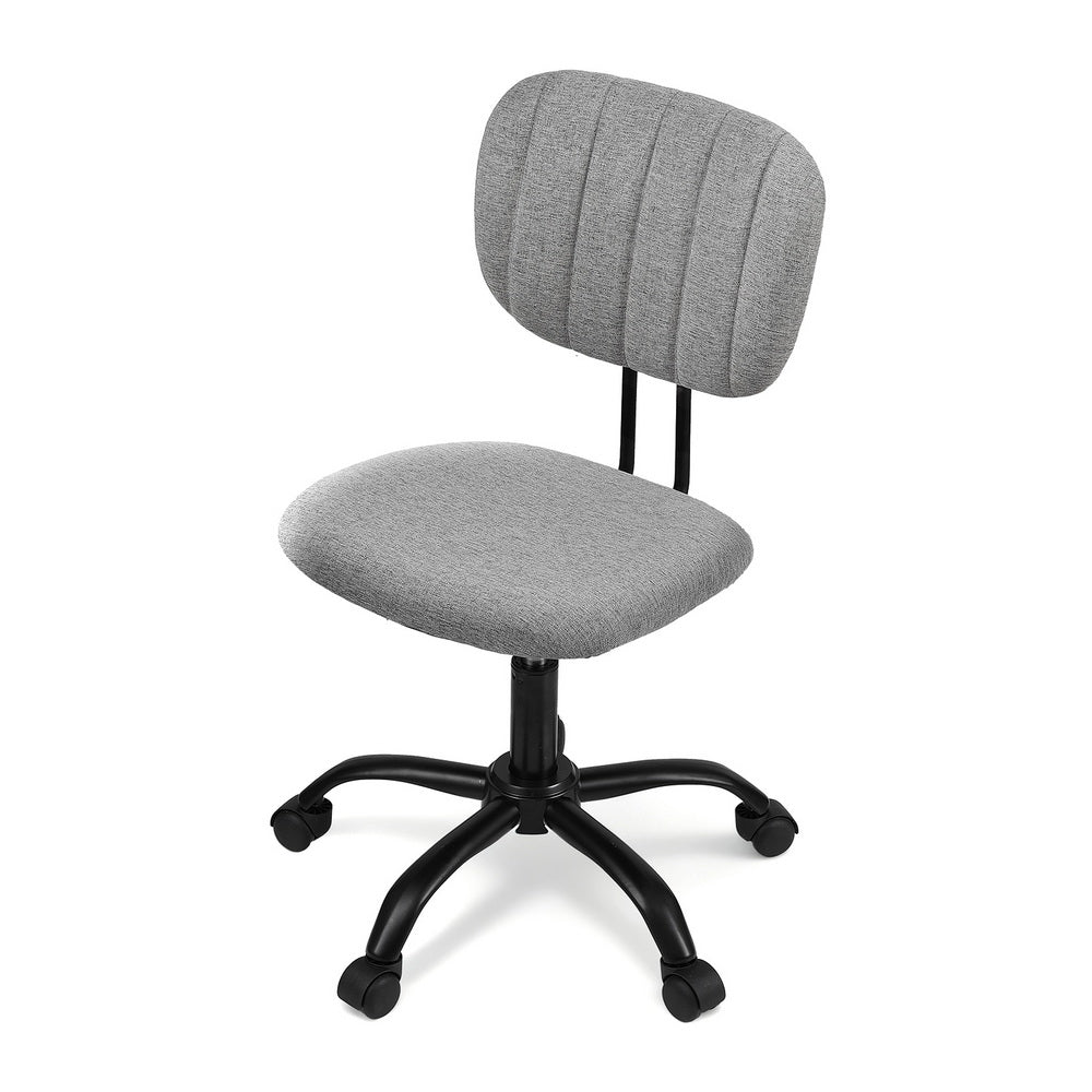 Artiss Armless Office Chair with Wheels, Ergonomic 360° Swivel Home Office Desk Chair, Height Adjustable Computer Task Chair with Fabric Back and Seat for Small Space, Grey