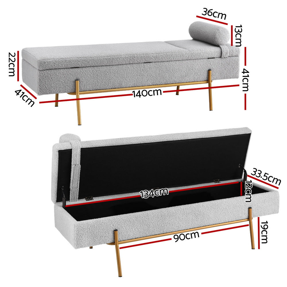 Artiss Storage Ottoman Bed 140cm Pillow Foot Stool
