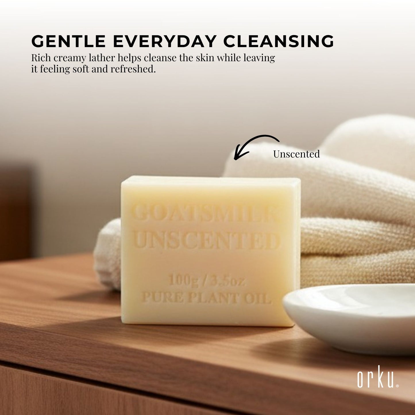 Orku 10 x 100g Unscented Goat Milk Soap Bars Australian Made