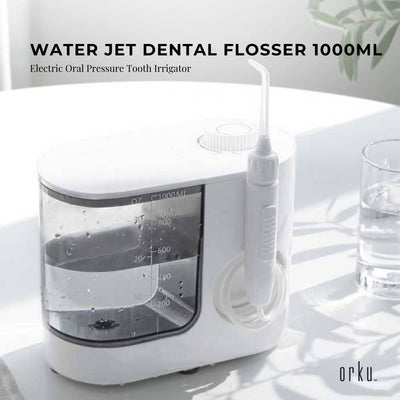 Orku 1000ml Water Flosser Electric Oral Irrigator - Adjustable Pressure White