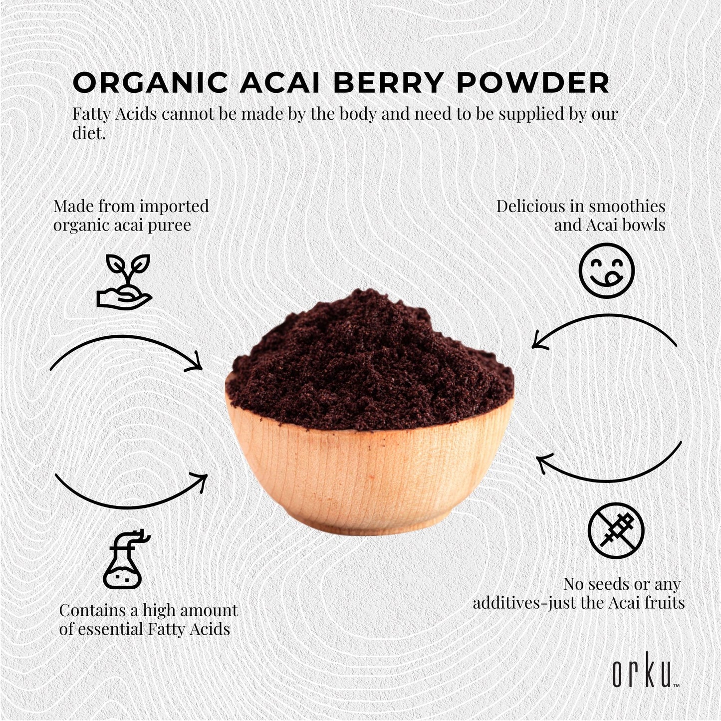 Orku 100g Organic Acai Powder Brazilian Berry Smoothie Bowl Ingredient