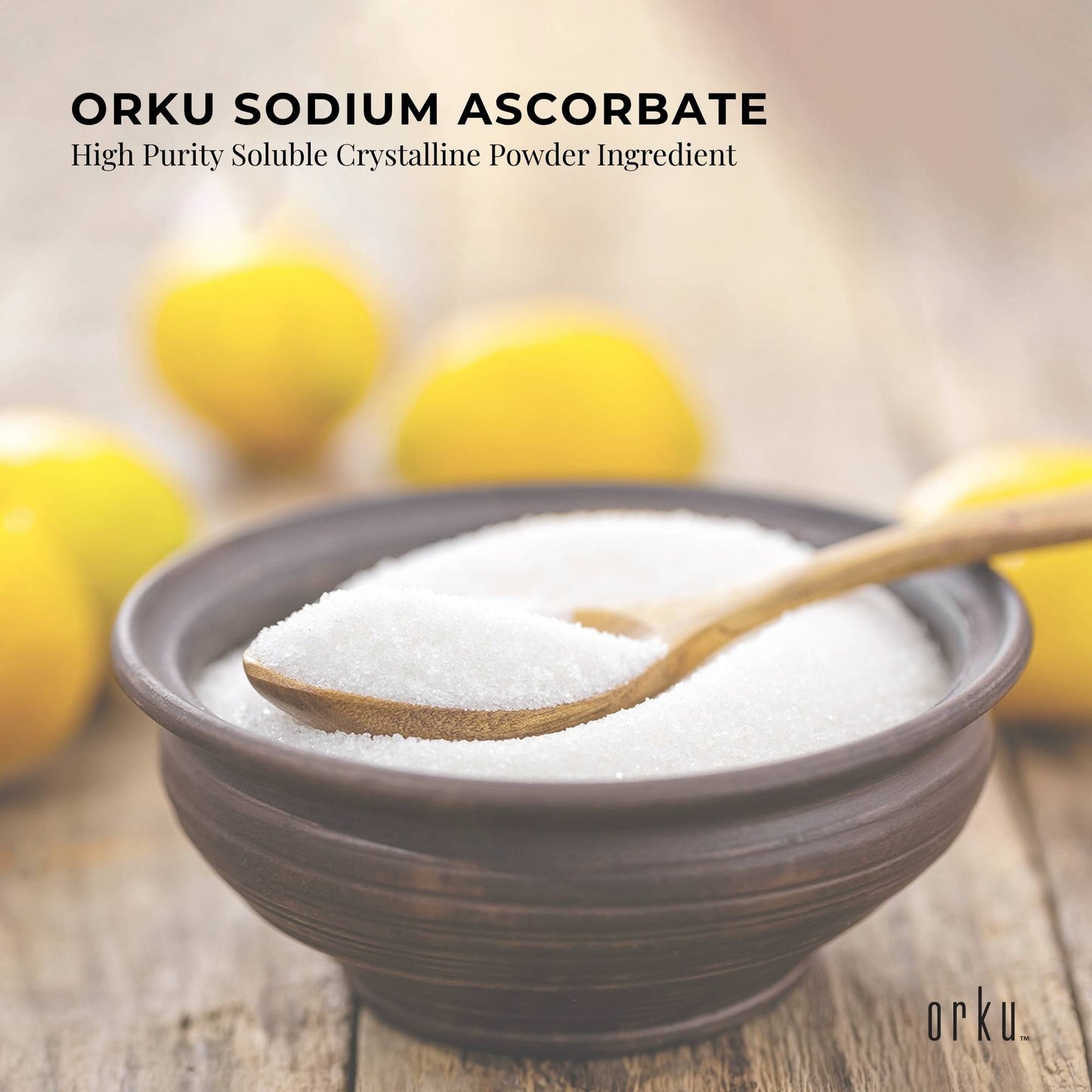 Orku 100g Sodium Ascorbate - High Purity Soluble Crystalline Powder Ingredient