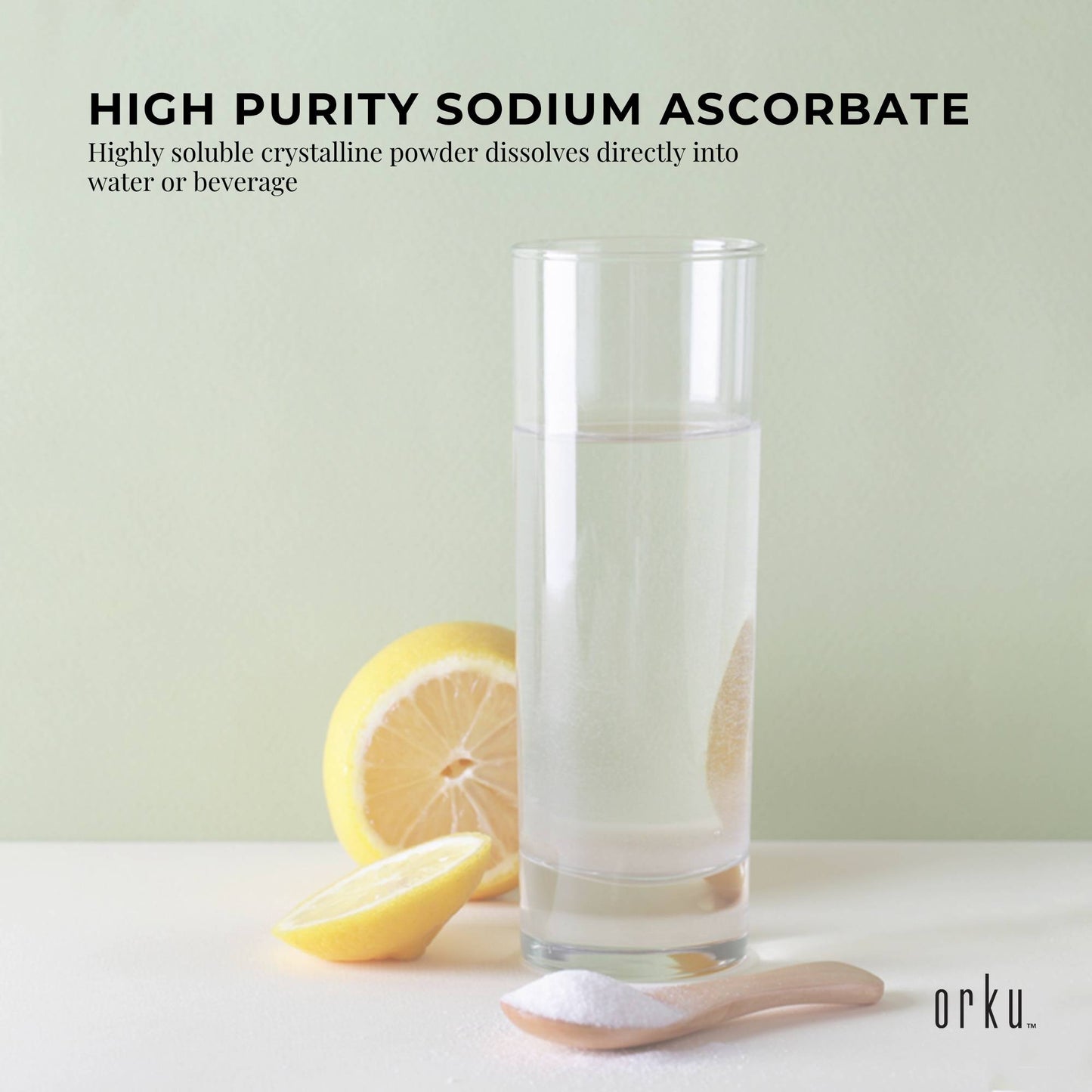 Orku 100g Sodium Ascorbate - High Purity Soluble Crystalline Powder Ingredient