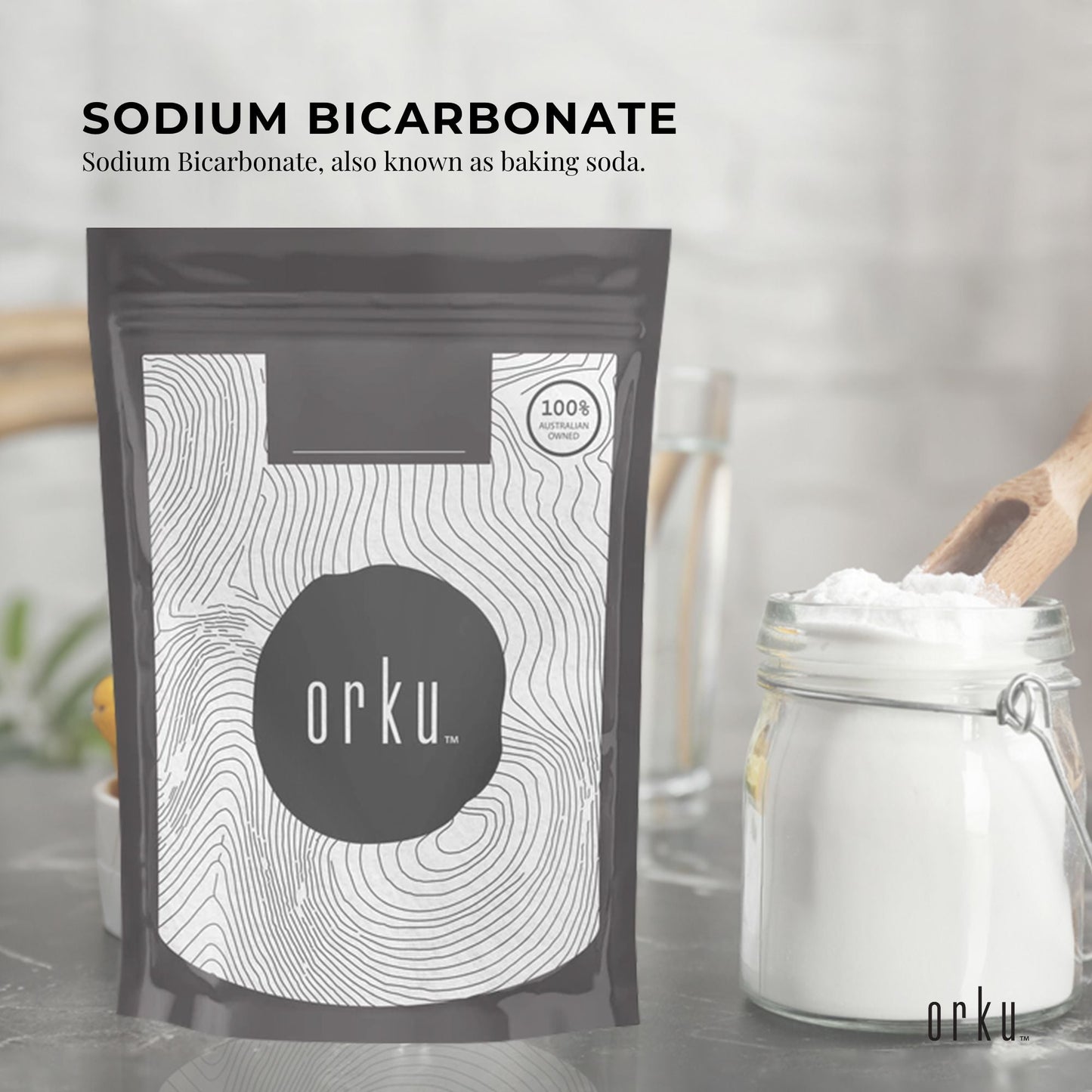 Orku 100g Sodium Bicarbonate Food Grade Baking Soda Aluminium Free Powder