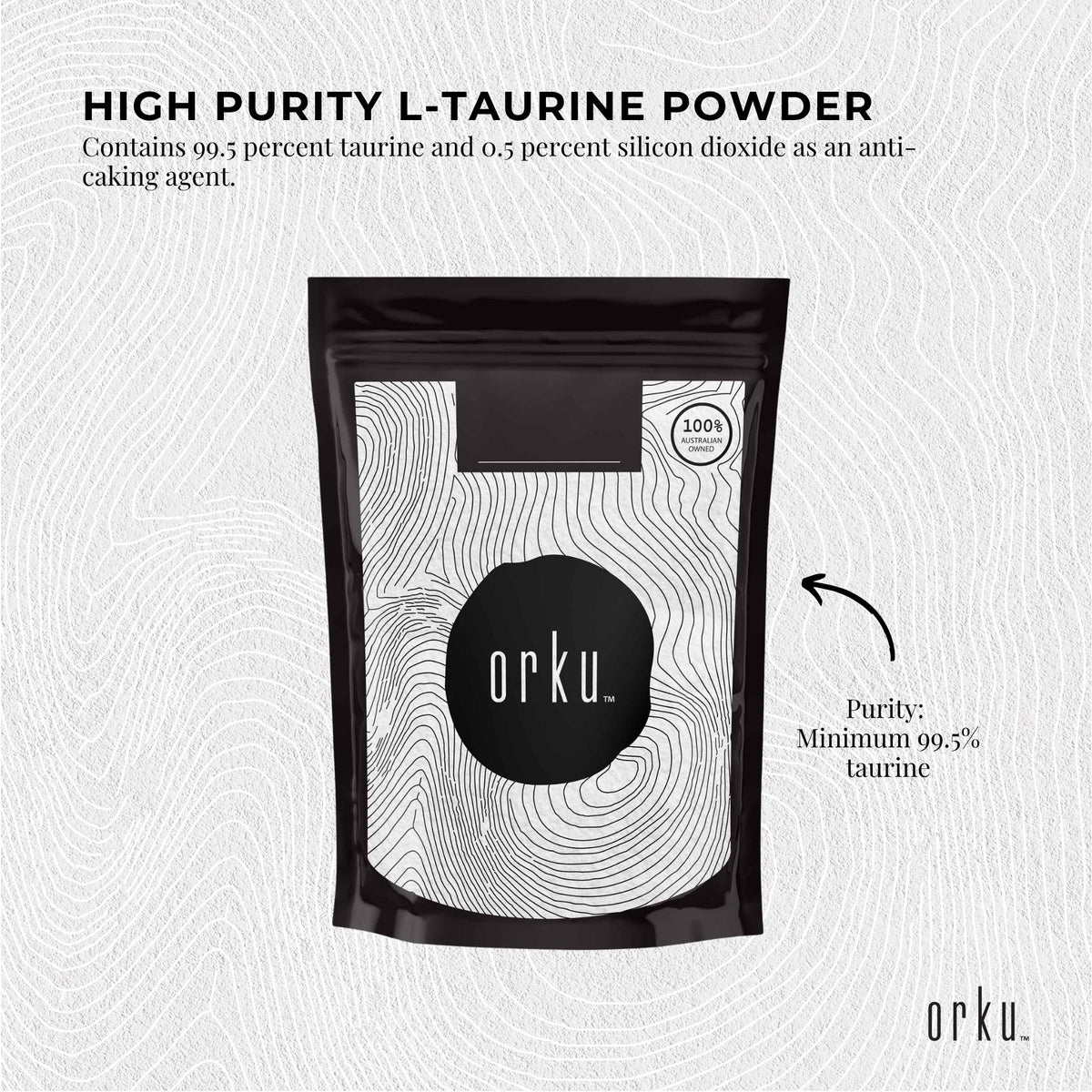 Orku 100g Taurine Powder - High Purity L-Taurine Amino Acid Ingredient