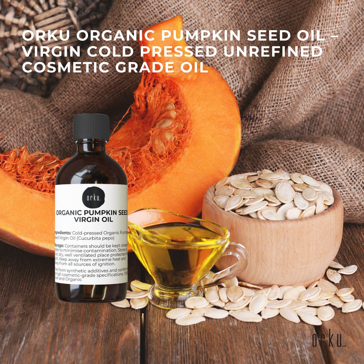 Orku 100ml Organic Pumpkin Seed Oil – Virgin Cold Pressed Unrefined Cosmetic Gr.