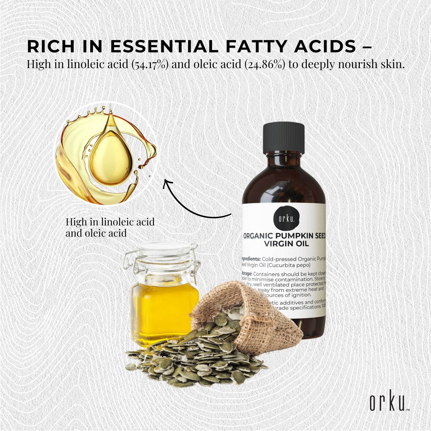 Orku 100ml Organic Pumpkin Seed Oil – Virgin Cold Pressed Unrefined Cosmetic Gr.