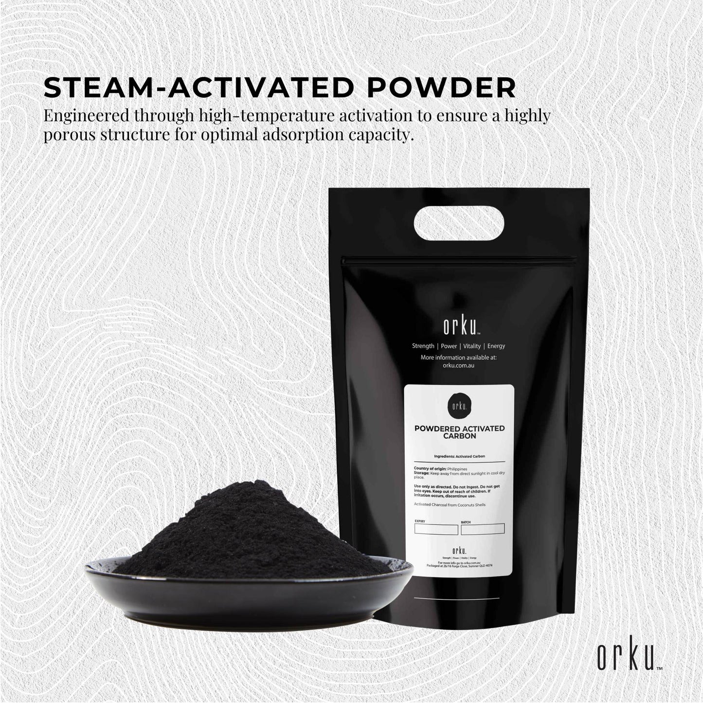 Orku 10Kg Activated Carbon Powder Coconut Charcoal - Water Filtration