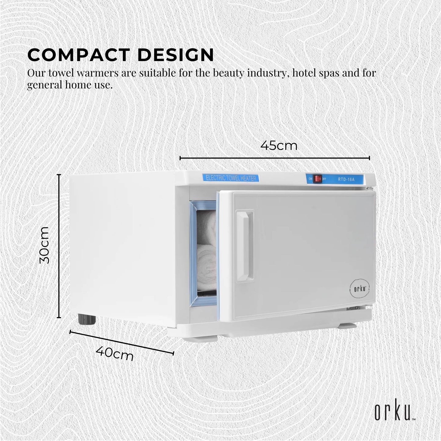Orku 16L White UV Electric Towel Warmer Steriliser Cabinet Salon Spa Heat Sanitiser