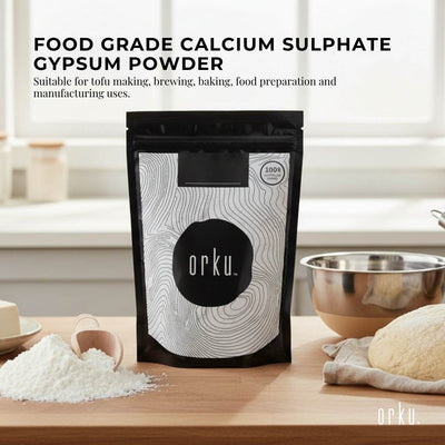 Orku 1Kg Fine Calcium Sulphate Gypsum Powder - Dihydrate Food Grade FCC E516