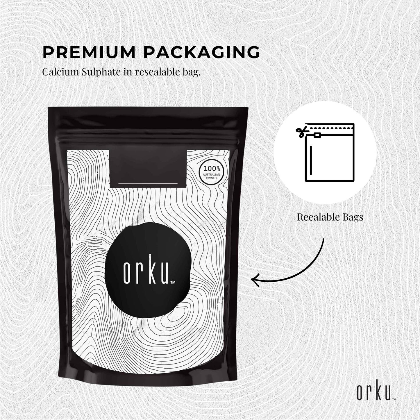 Orku 1Kg Fine Calcium Sulphate Gypsum Powder - Dihydrate Food Grade FCC E516