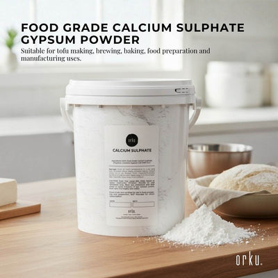 Orku 1Kg Fine Calcium Sulphate Gypsum Powder Tub - Dihydrate Food Grade FCC E516