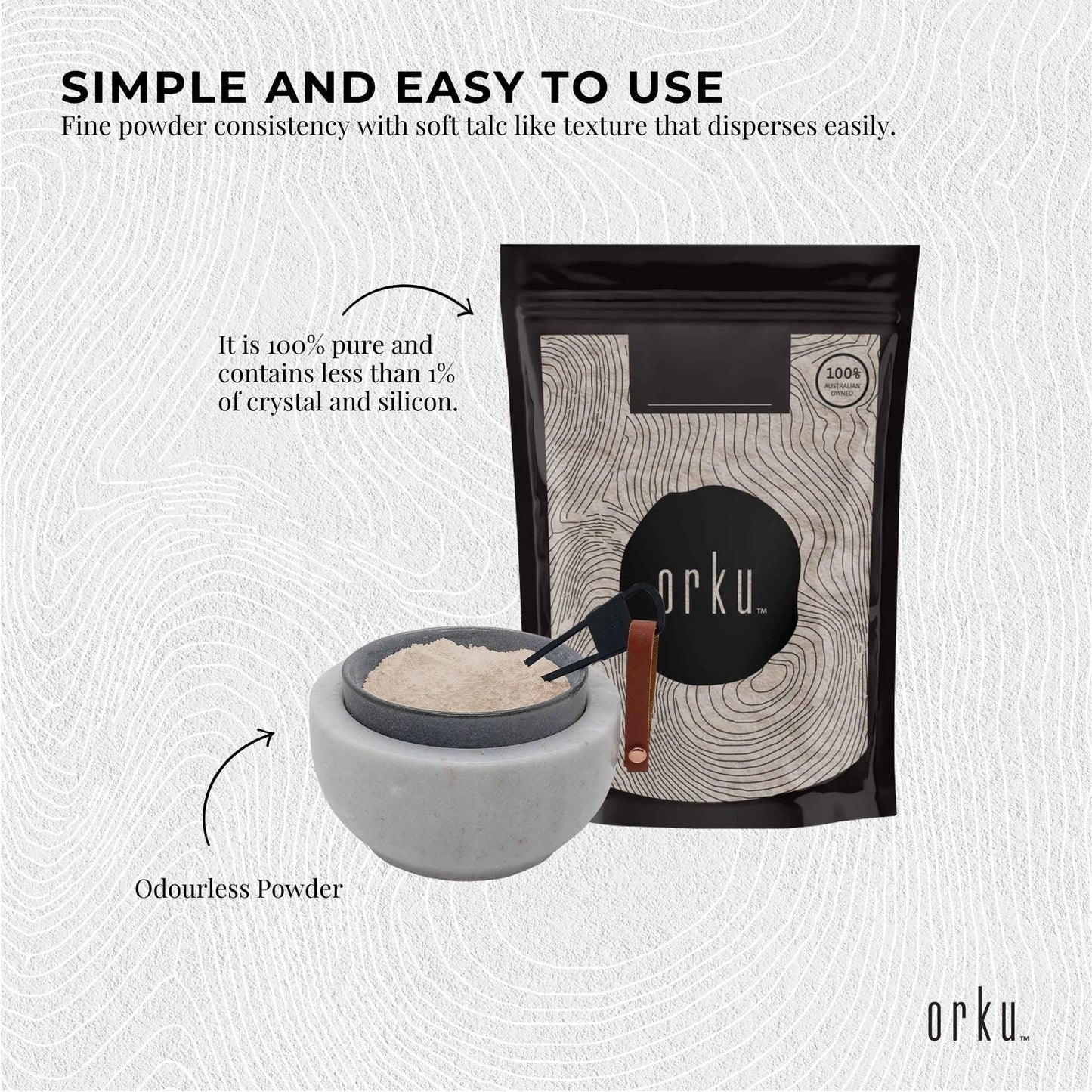 Orku 1Kg Fine Diatomaceous Earth - Food Grade FCC Fossil Shell Flour Powder