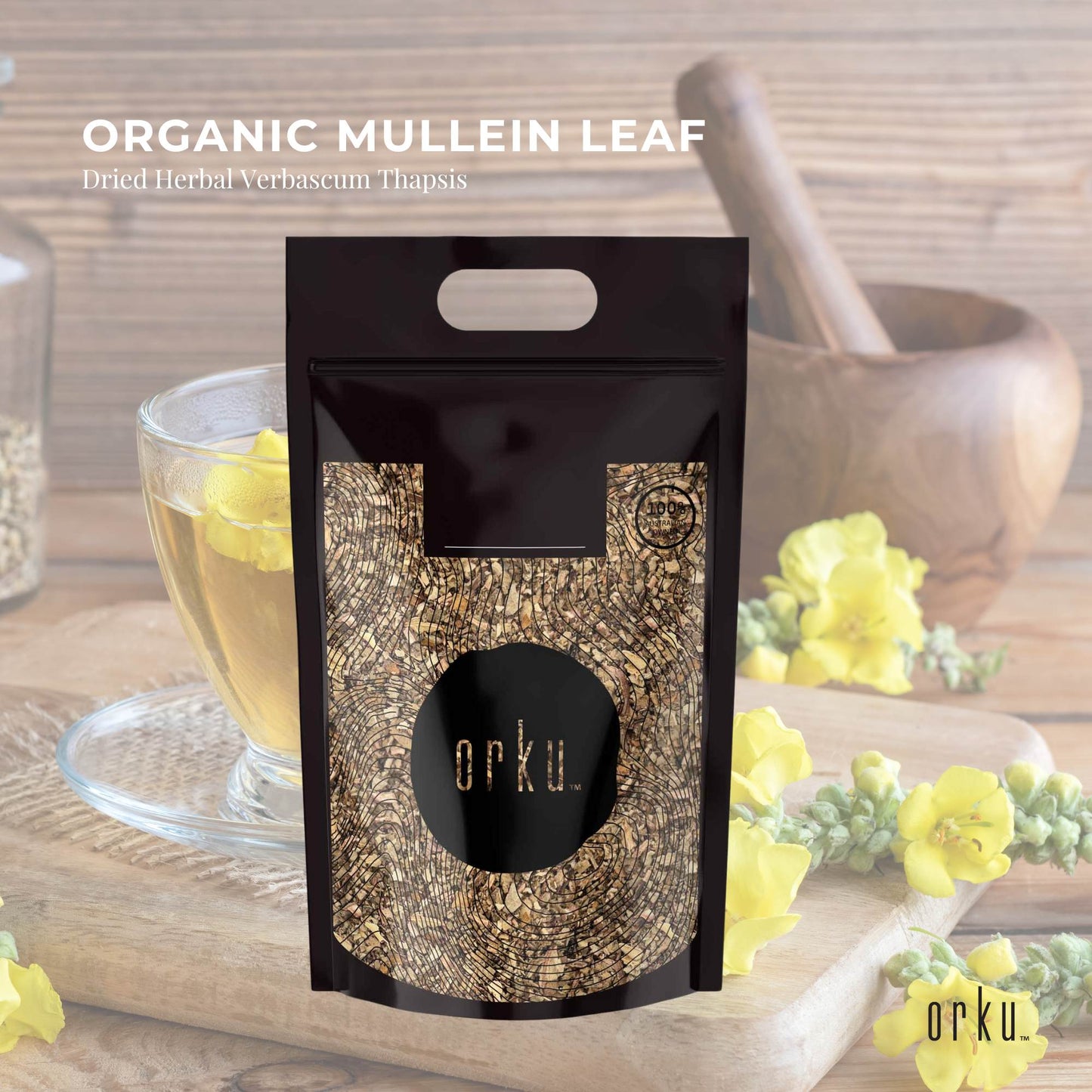 Orku 1Kg Organic Mullein Leaf - Dried Herbal Verbascum Thapsis