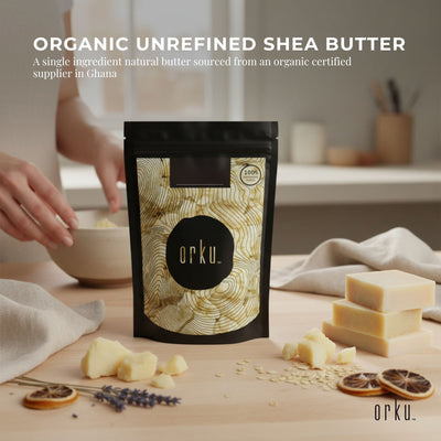 Orku 1Kg Organic Unrefined Shea Butter Raw African Karite Chunks