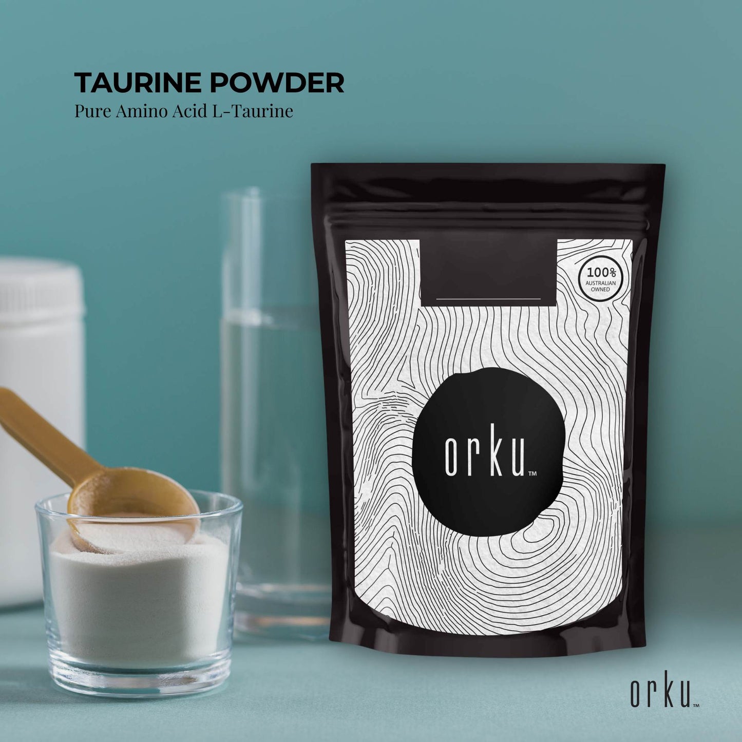 Orku 1Kg Taurine Powder - High Purity L-Taurine Amino Acid Ingredient