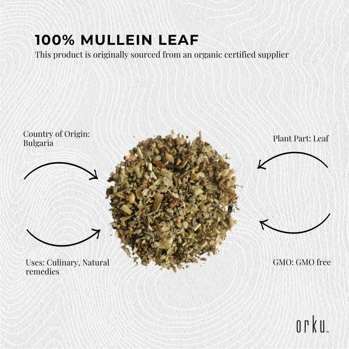 Orku 200g Organic Mullein Leaf - Dried Herbal Verbascum Thapsis