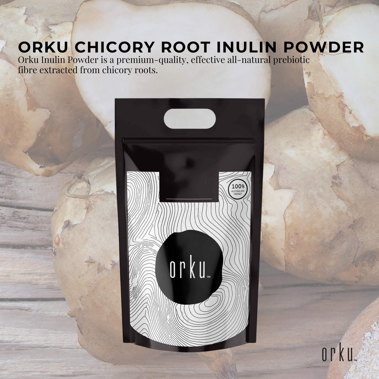Orku 5Kg Chicory Root Inulin Powder - Unflavoured Natural Prebiotic Fibre