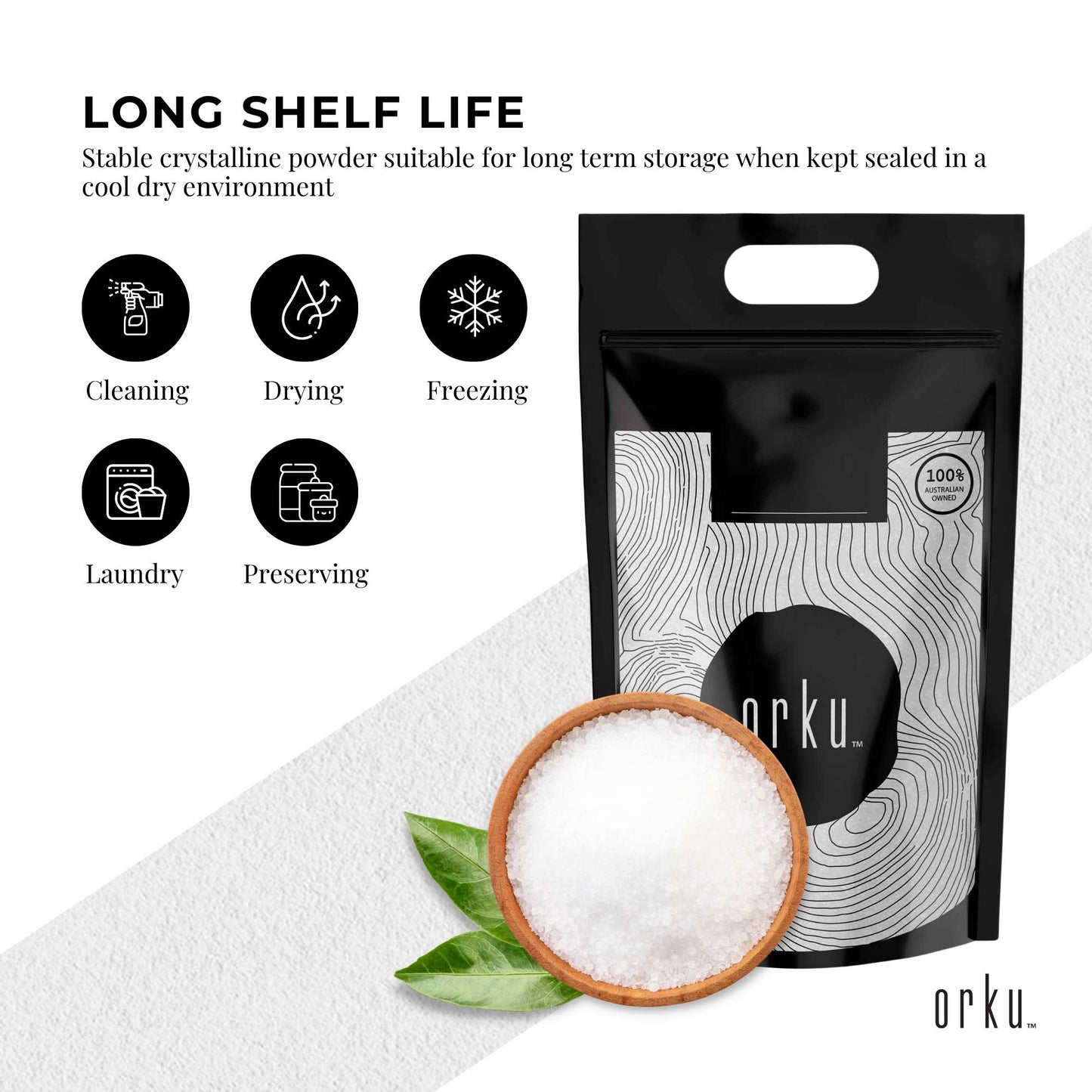 Orku 10Kg Citric Acid Powder - Food Grade Non GMO Anhydrous Preservative E330