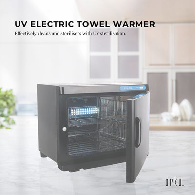 Orku 23L Black UV Electric Towel Warmer Steriliser Cabinet Salon Heat Sanitiser