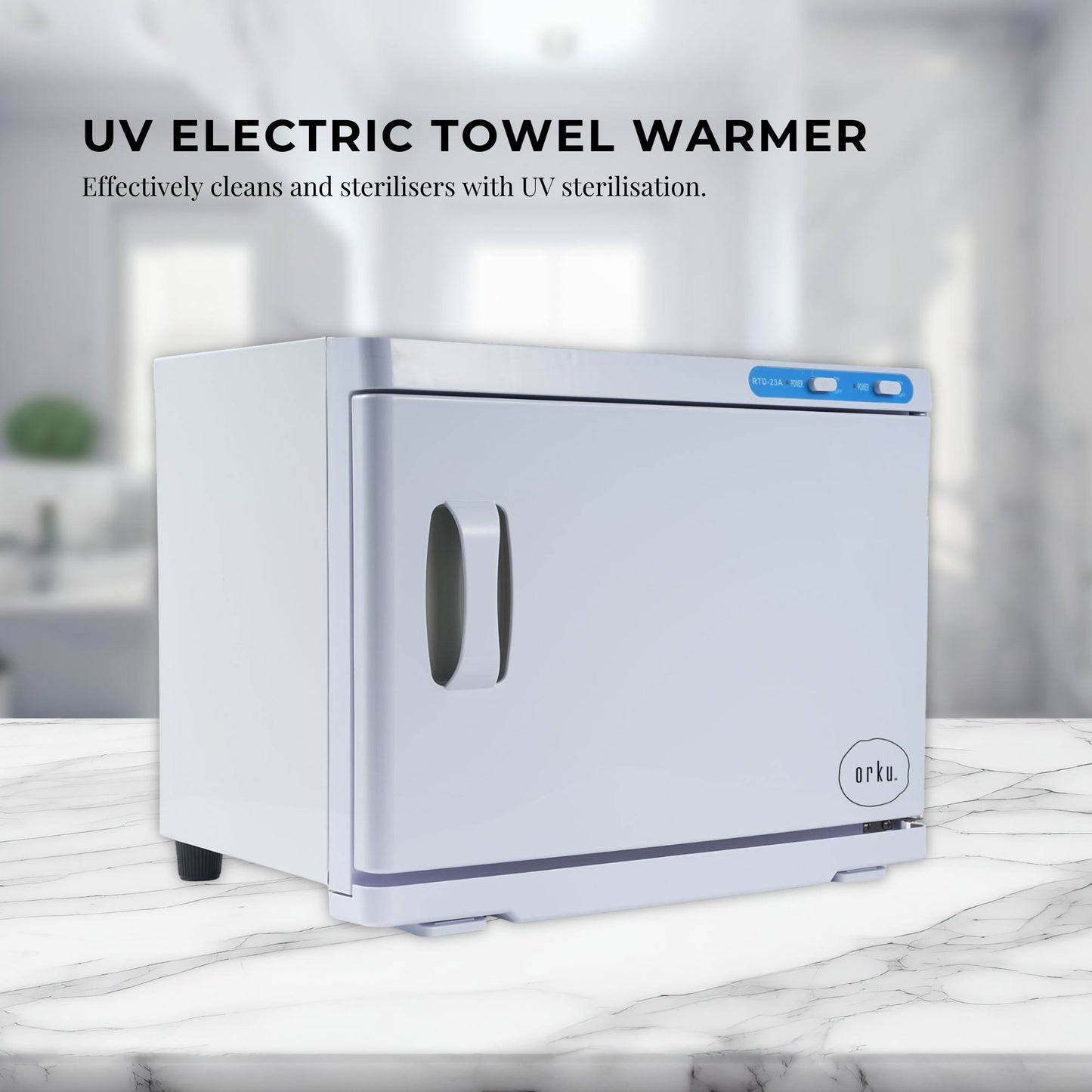 Orku 23L White UV Electric Towel Warmer Steriliser Cabinet Salon Heat Sanitiser