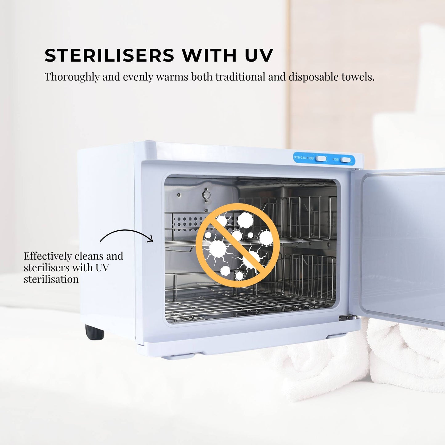 Orku 23L White UV Electric Towel Warmer Steriliser Cabinet Salon Heat Sanitiser