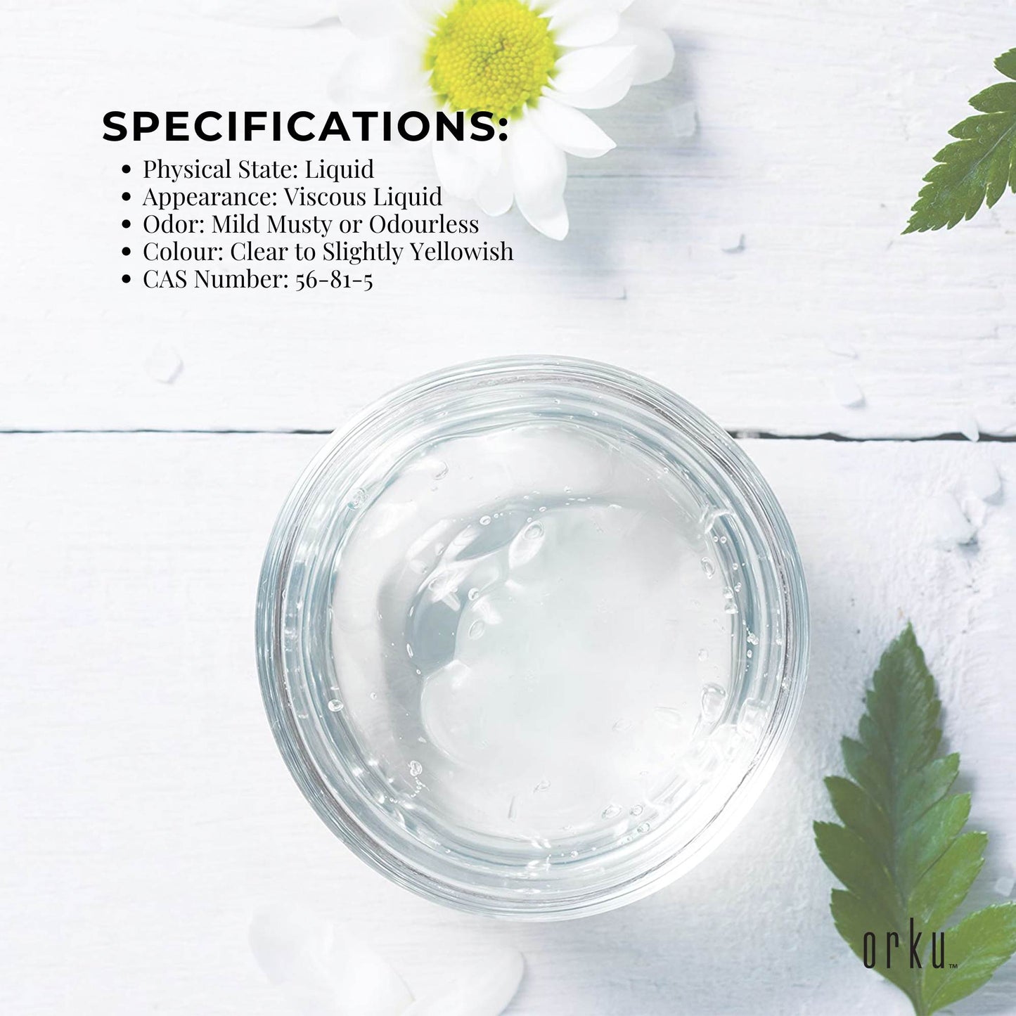 Orku 250ml Glycerine 99.9% Pure USP Food + Cosmetic Grade – Vegetable Glycerol