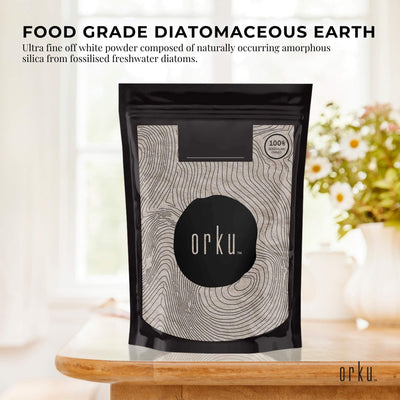 Orku 1Kg Fine Diatomaceous Earth - Food Grade FCC Fossil Shell Flour Powder